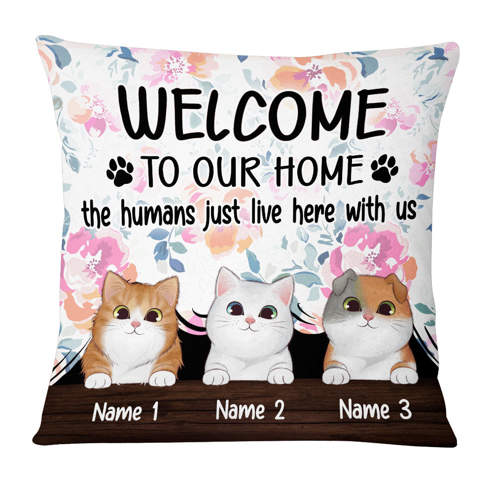 Personalized Gift For Cat Lovers, Cat Welcome To Our Home Pillow - Thegiftio UK