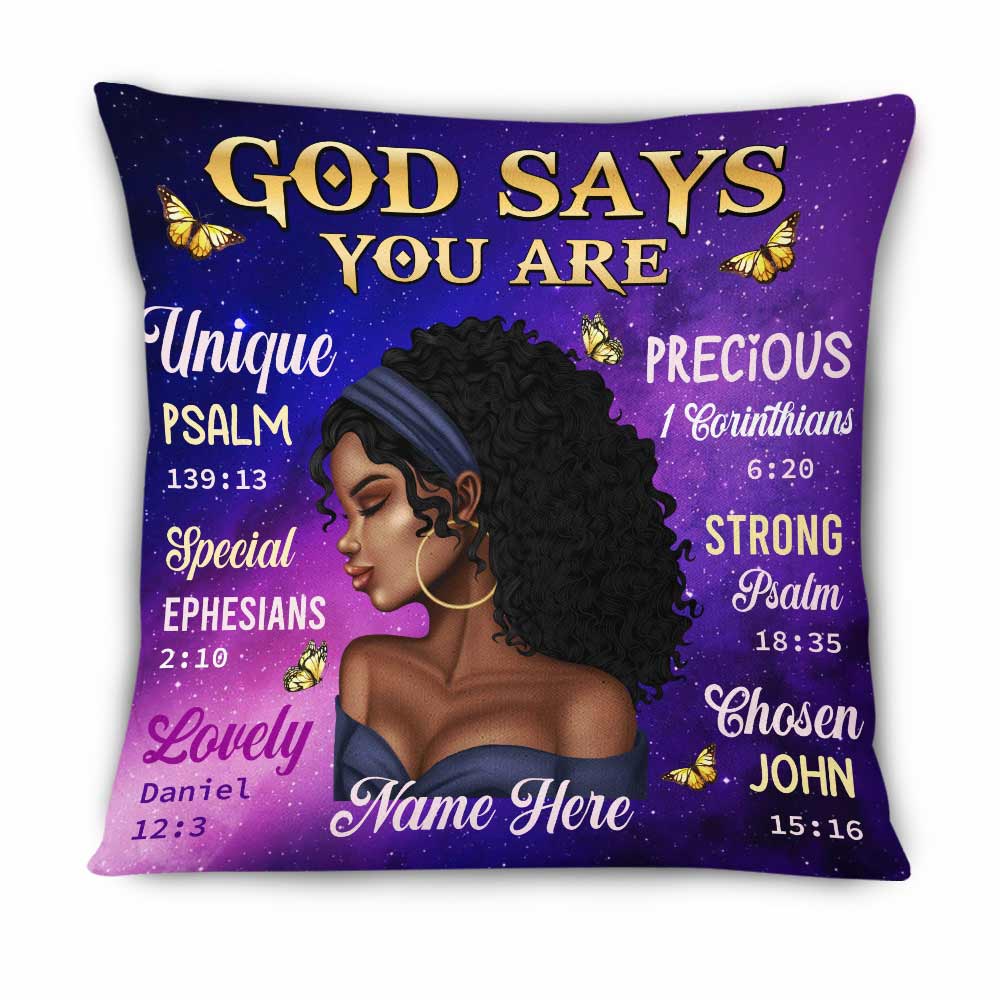 Personalized Black Women Gift, Afro Woman, Black Girl Birthday Gift, God Say You Are Pillow - Thegiftio UK