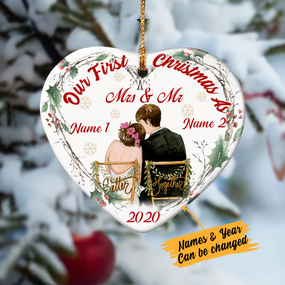 Personalized First Christmas Wedding Couple  Ornament