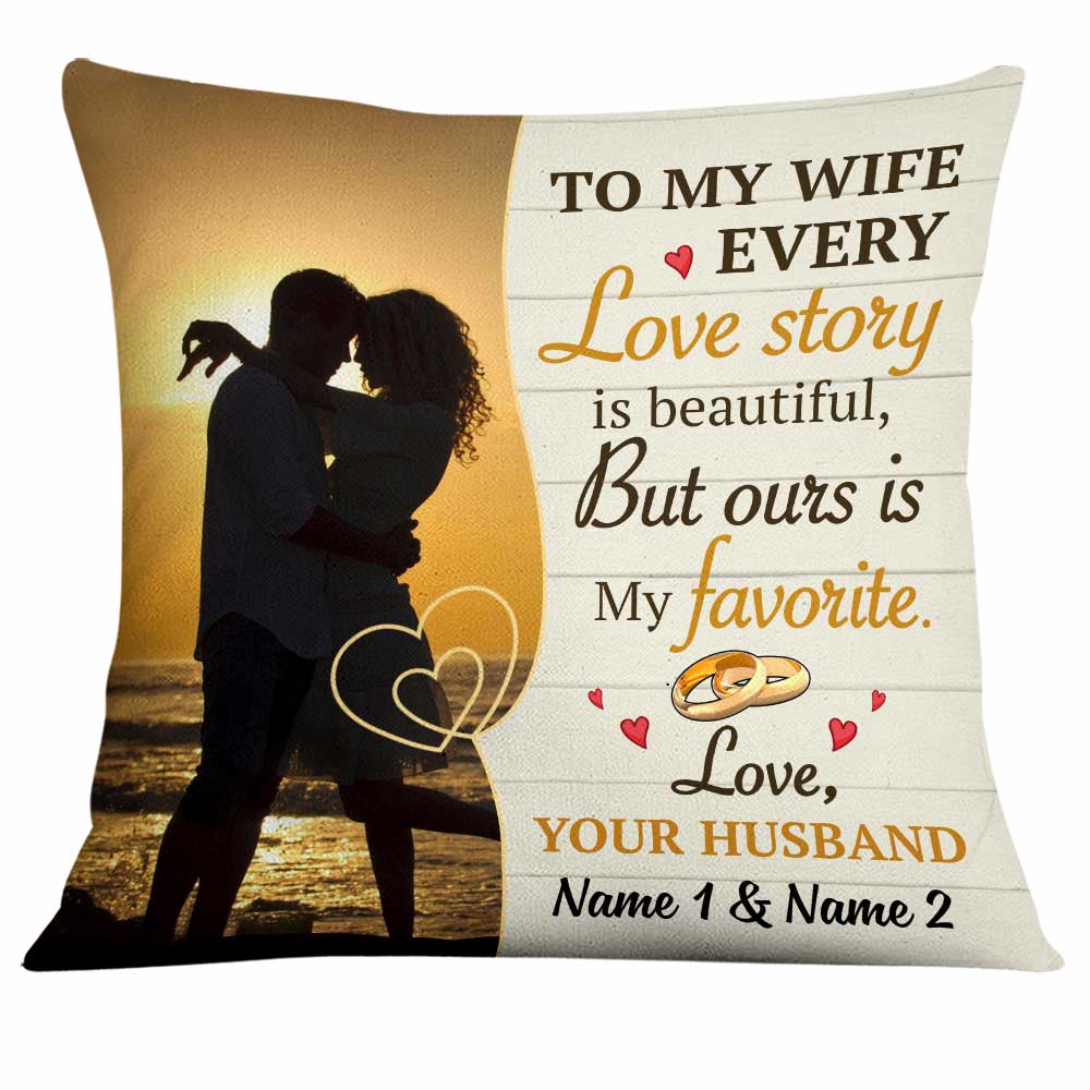 Personalized Couple Husband Wife Love Story Photo Pillow