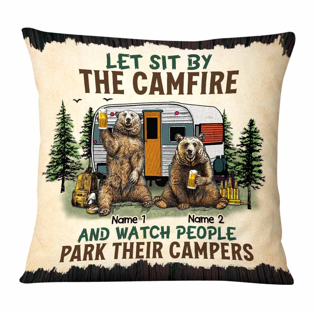 Personalized Bear Camping Couple Gift Pillow - Thegiftio UK