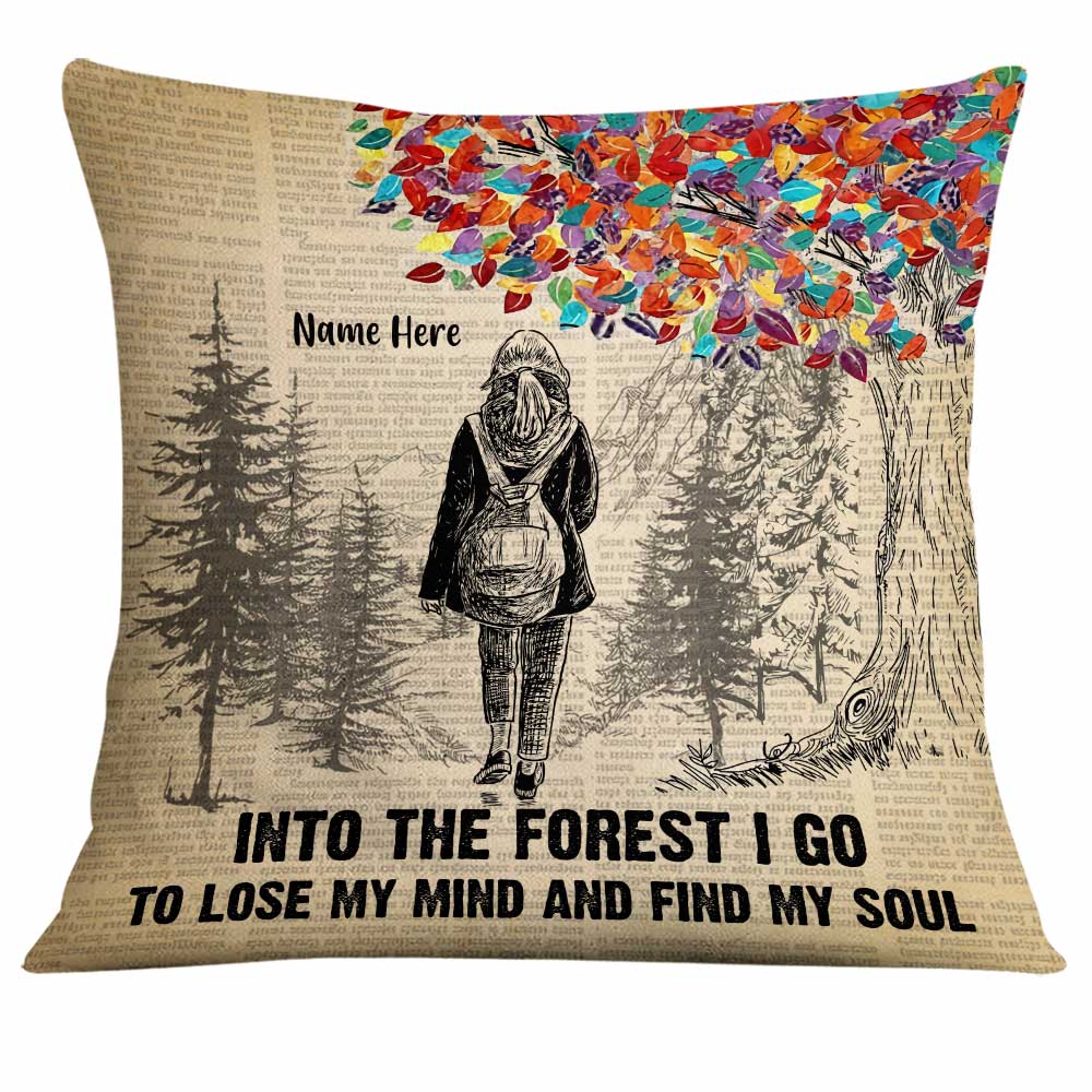 Personalized Into The Forest I Go To Lose My Mind Camping Pillow - Thegiftio UK