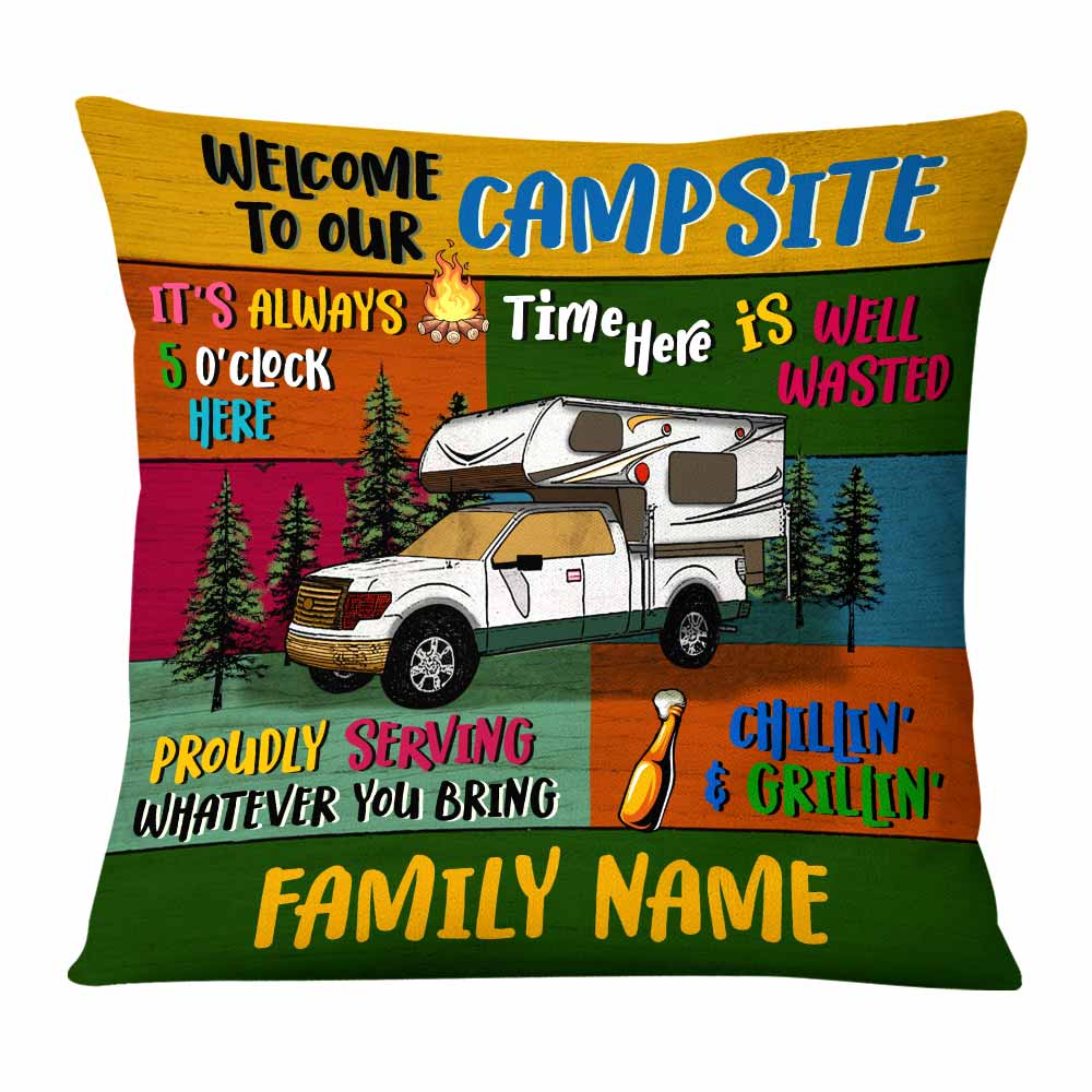 Personalized Camping Family Campsite Pillow - Thegiftio UK