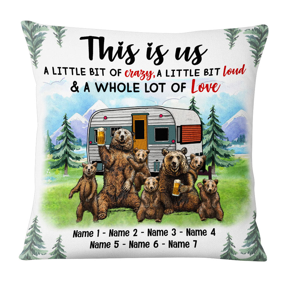 Personalized Camping Gifts, Happy Hour, Day Drinking, Bear Camping This Is Us Pillow - Thegiftio UK