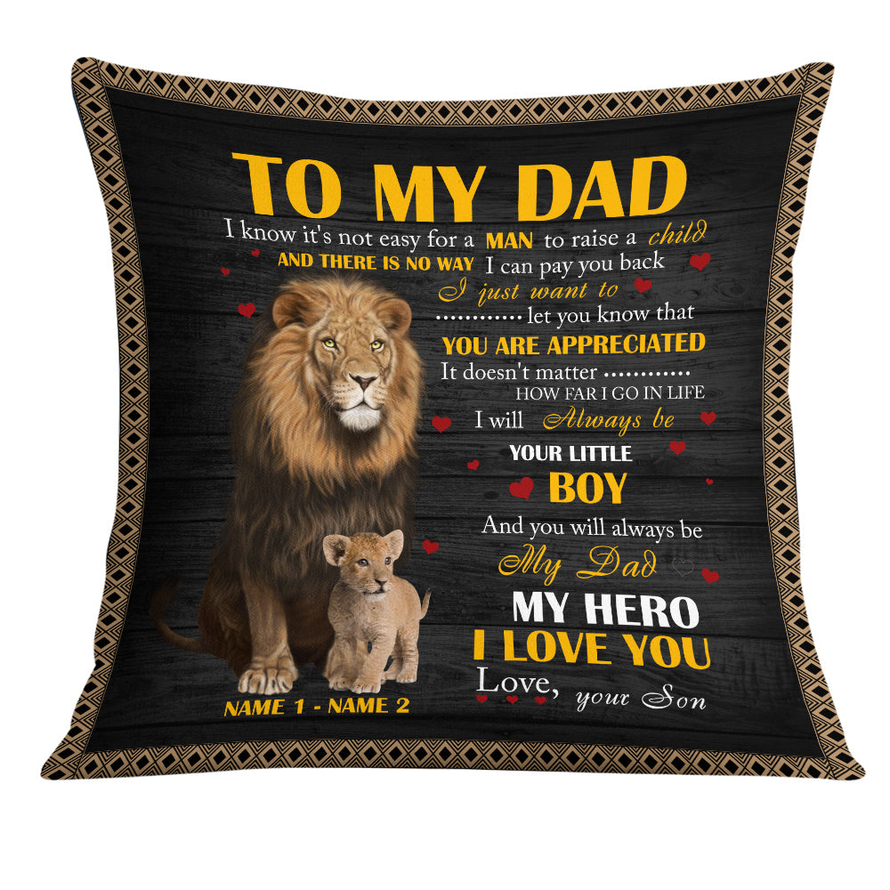 Personalized Dad Grandpa Granddaughter Grandson Gifts, Grandpa, Papa Pillow, Grandson Birthday Customizable, Lion Pillow - Thegiftio UK