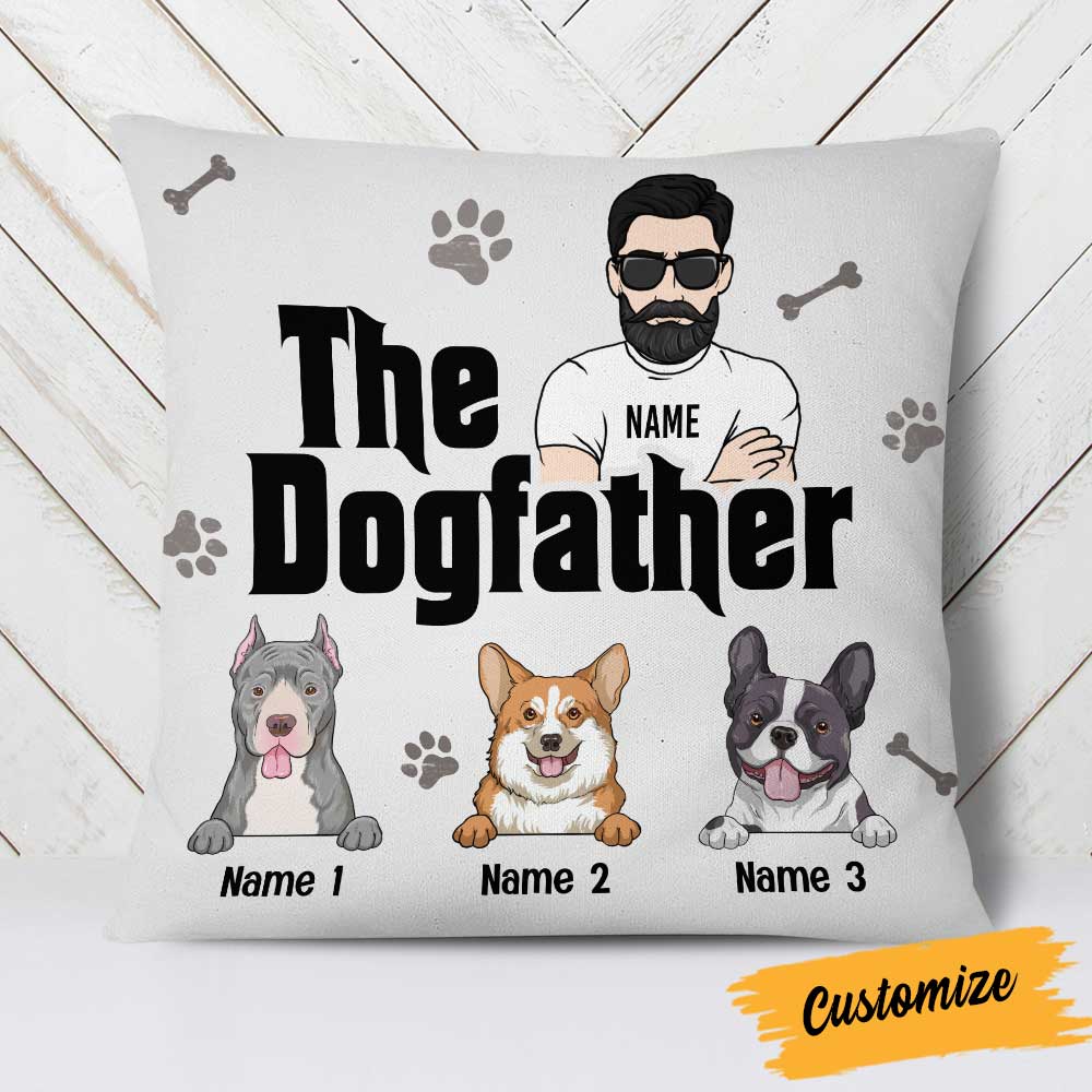 Personalized Fathers Day Gift, The Dogfather Dog Dad Pillow