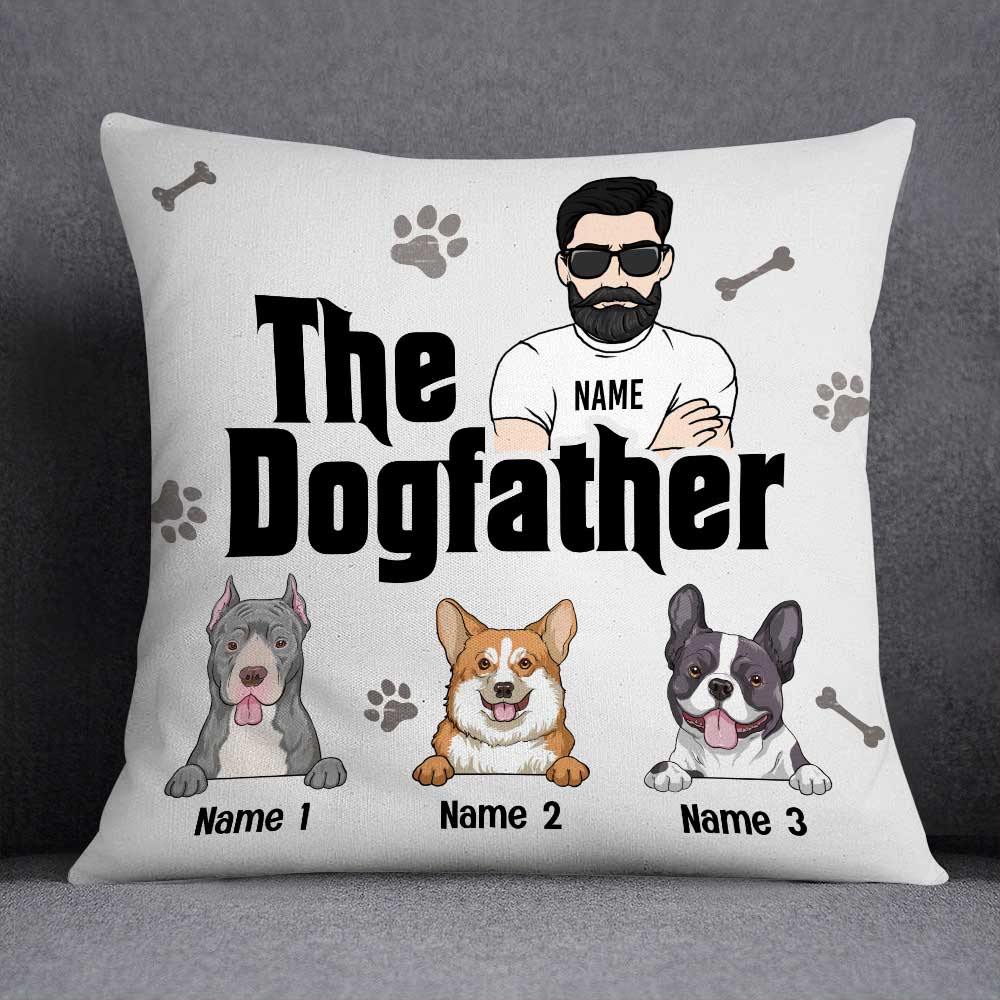 Personalized Fathers Day Gift, The Dogfather Dog Dad Pillow