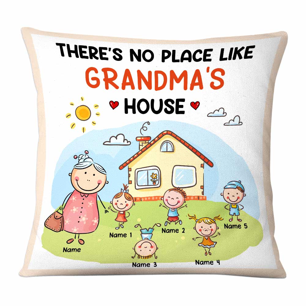 Personalized Mom Grandma Kids, There's No Place Like Grandma Pillow - Thegiftio UK