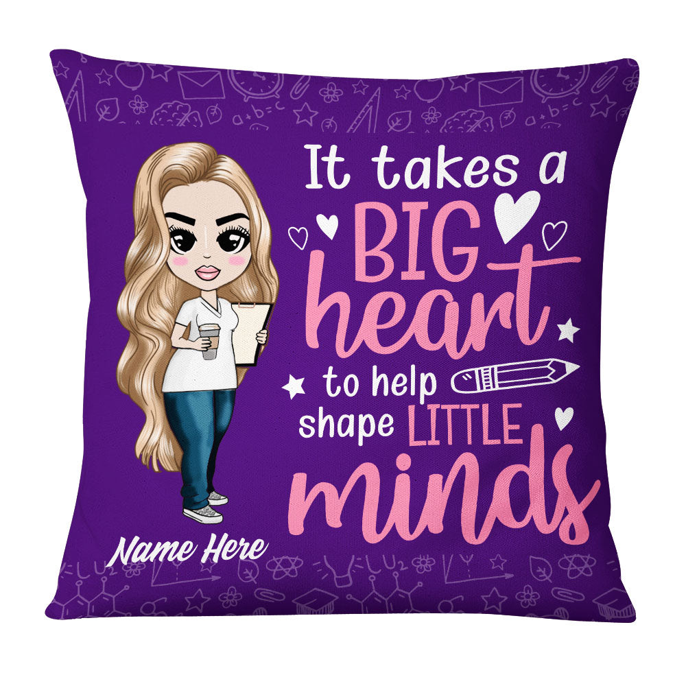 Personalized Teacher Gifts, Teacher Appreciation Gifts, It Takes a Big Heart to Shape Little Minds Pillow - Thegiftio UK