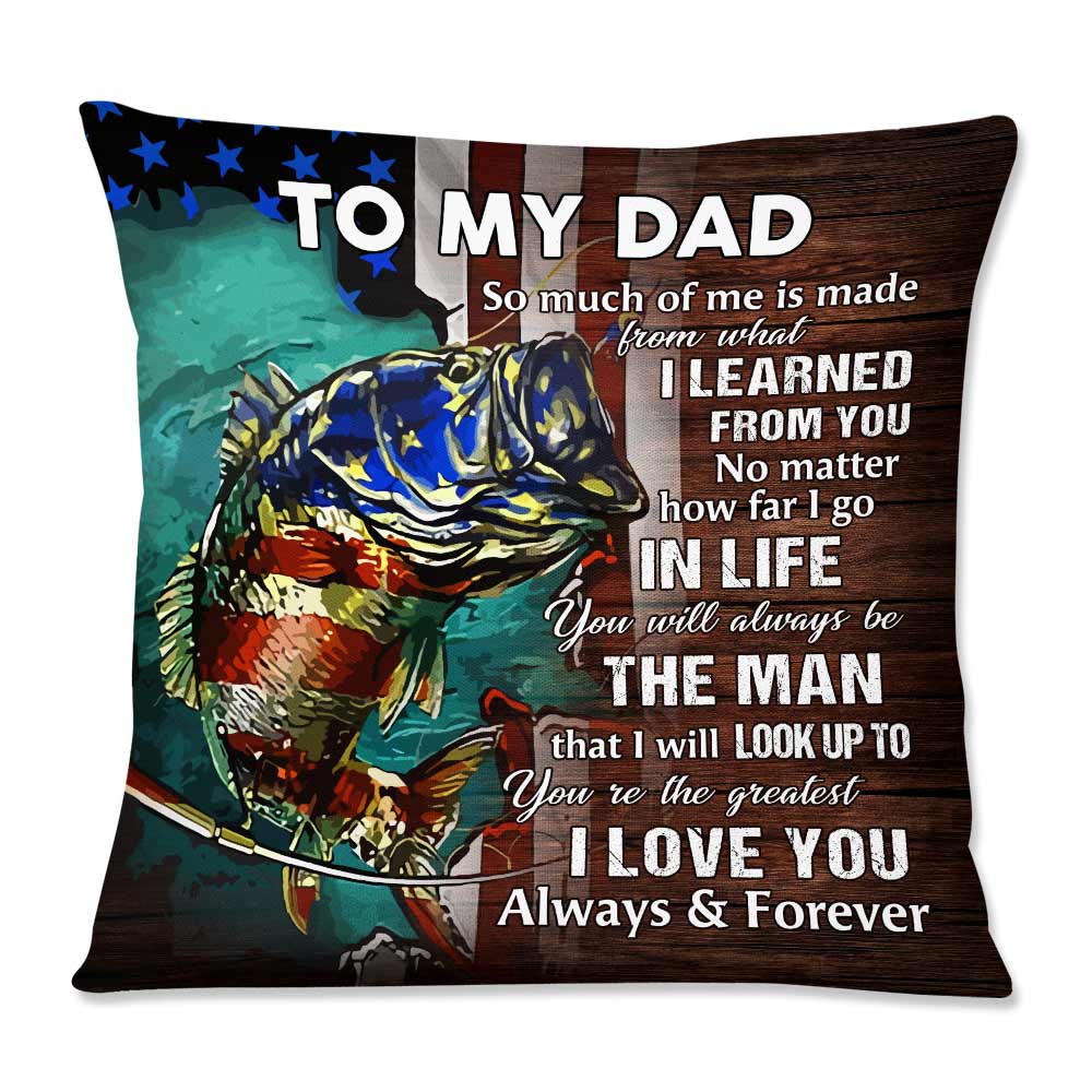 Personalized Mens Fishing Gift, Fishing Dad Grandpa Pillow - Thegiftio UK