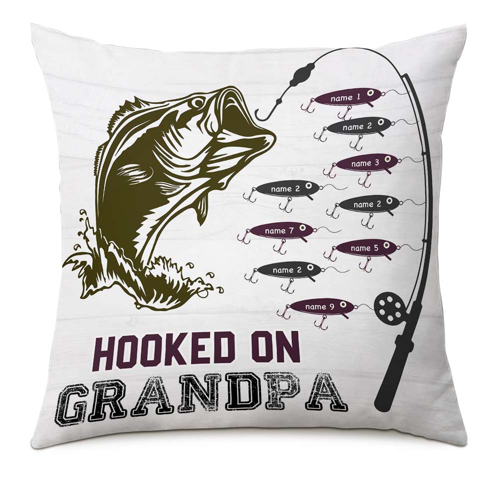 Personalized Funny Fishing Birthday Gift For Dad, Fishing Dad Grandpa Pillow - Thegiftio UK