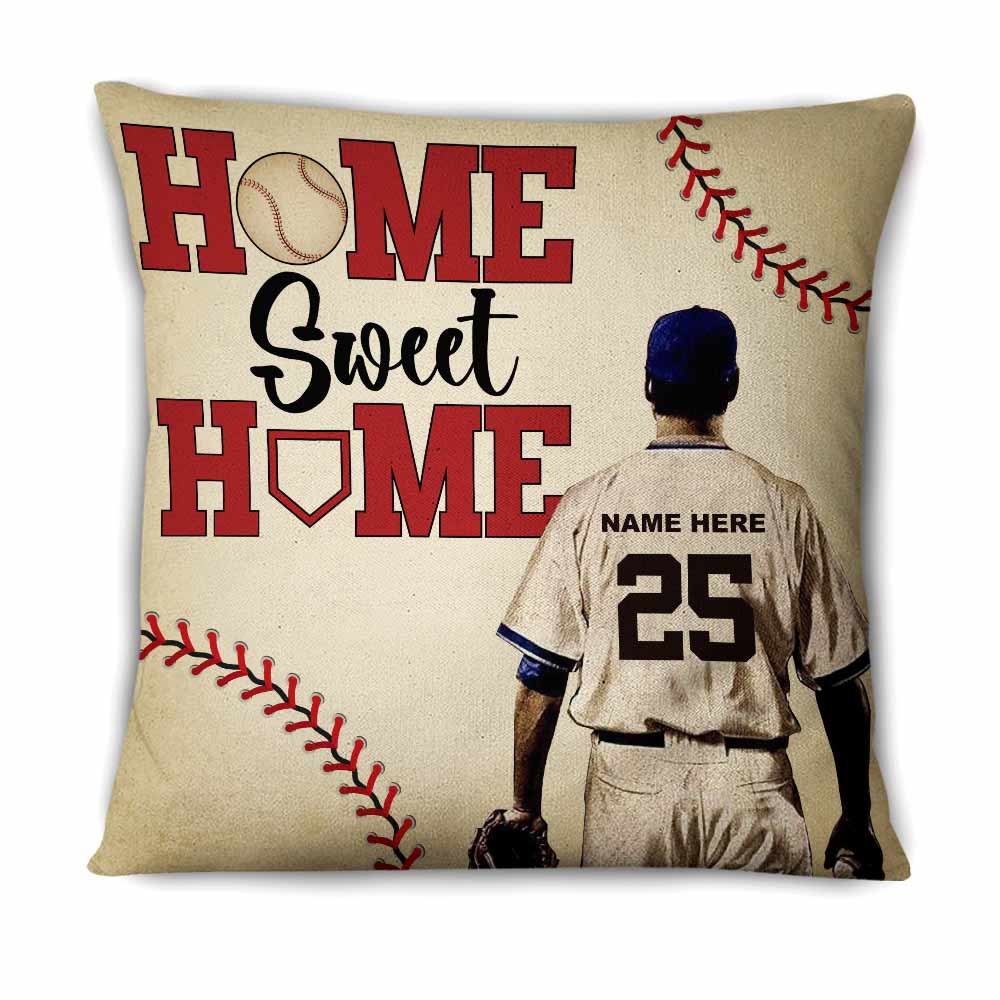 Personalized Love Baseball Home Sweet Home Pillow - Thegiftio UK