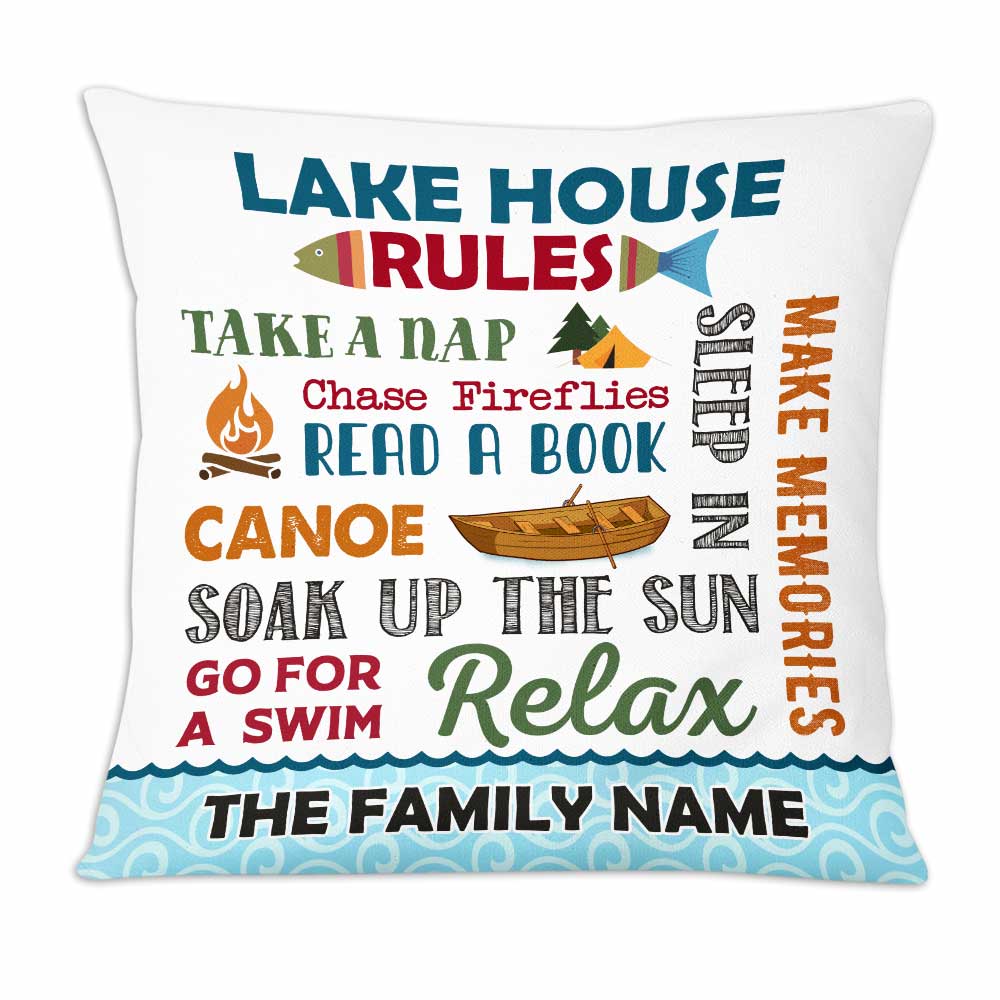 Personalized Lake House Rules Pillow - Thegiftio UK