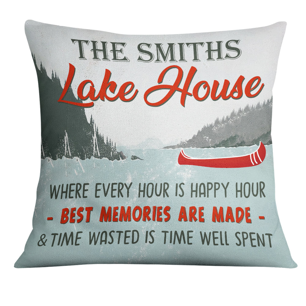 Personalized Lake House Happy Hour Pillow - Thegiftio UK
