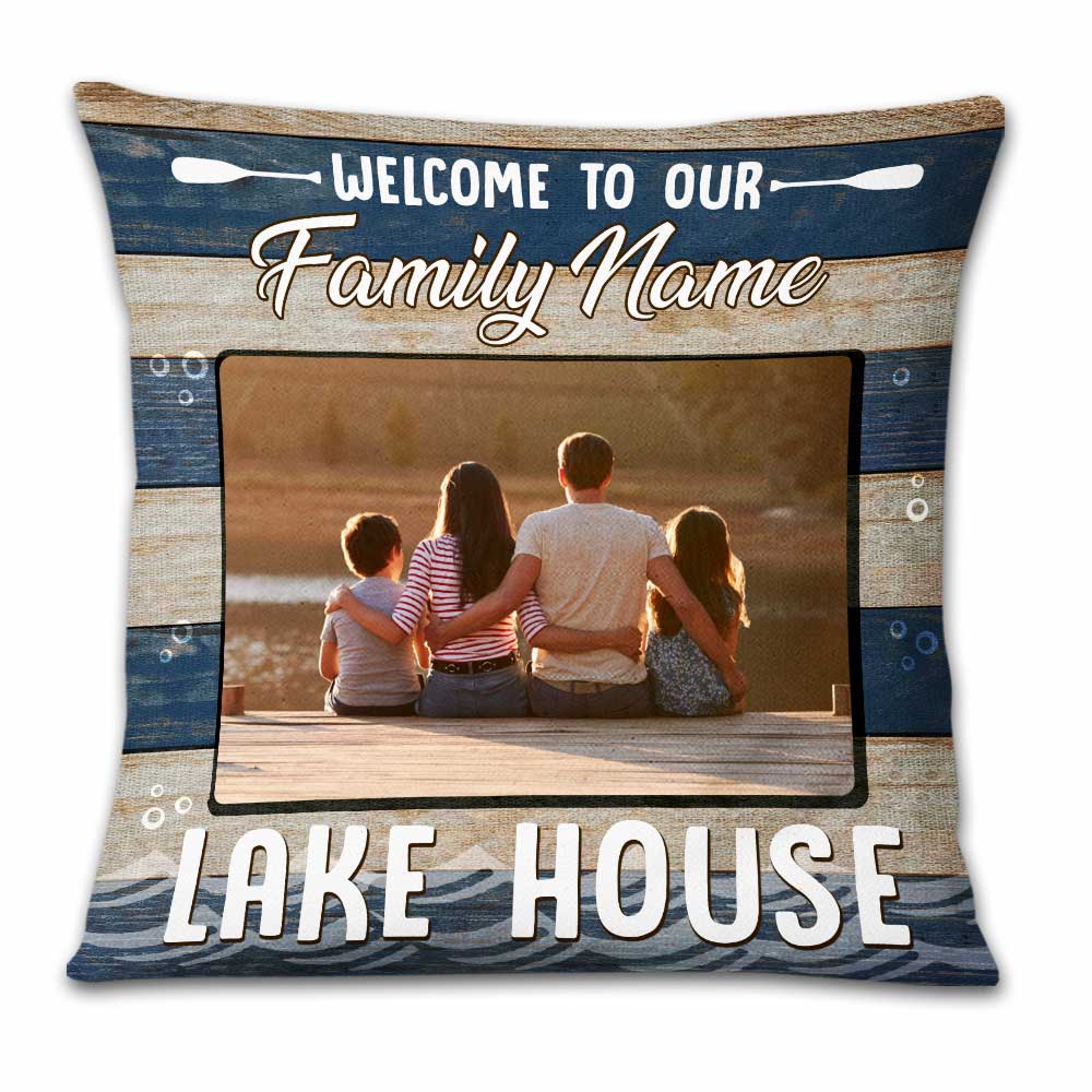 Personalized Welcome To Our Lake House Photo Pillow - Thegiftio UK
