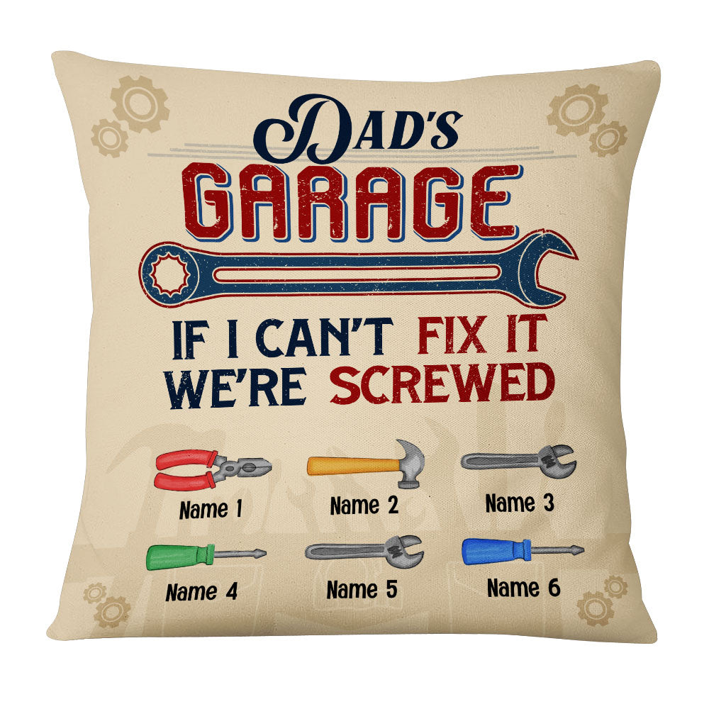Personalized Grandpa Dad Garage Man Cave Pillow - Thegiftio UK
