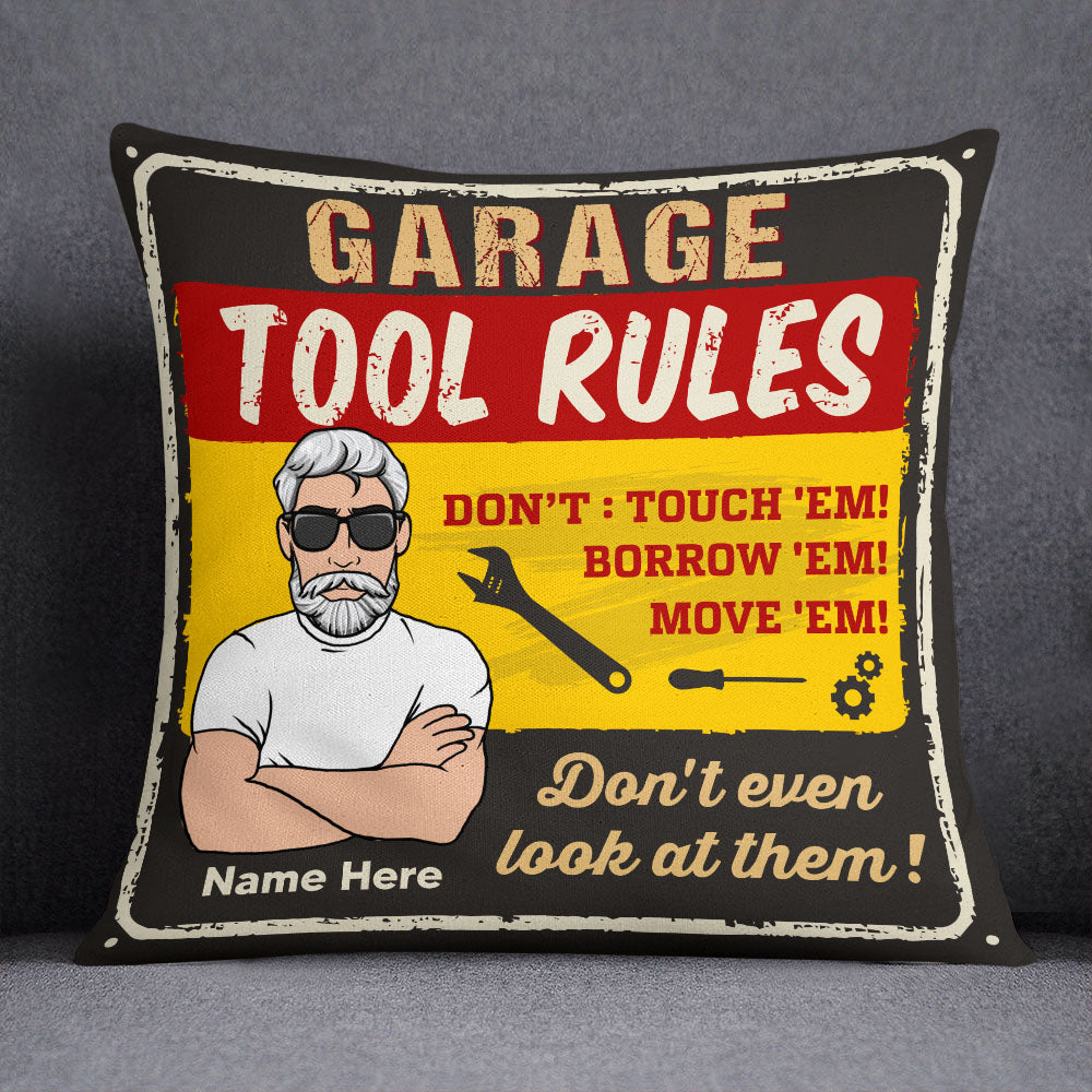 Personalized Garage Man Cave Pillow