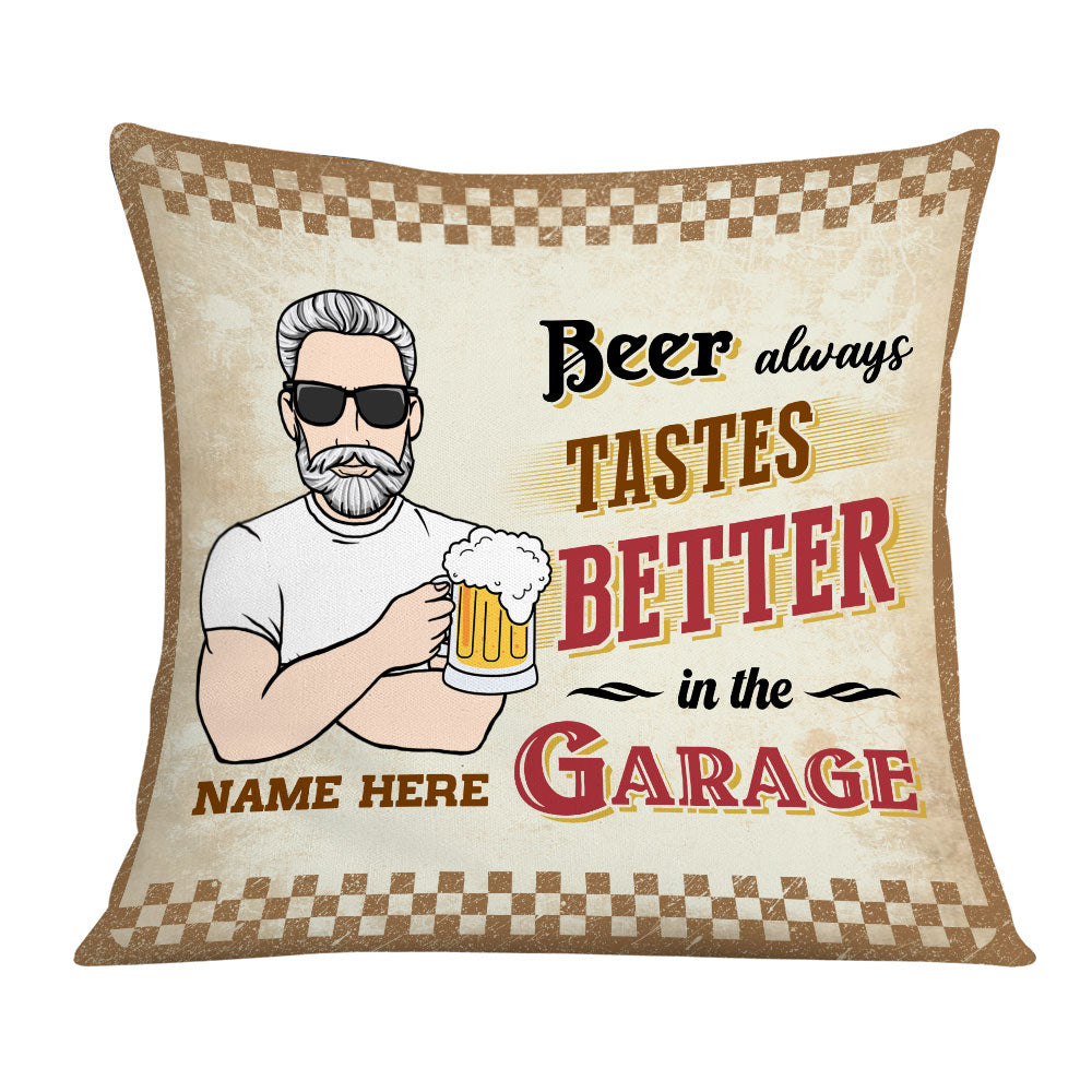 Personalized Thing Tastes Better In The Garage Pillow - Thegiftio UK