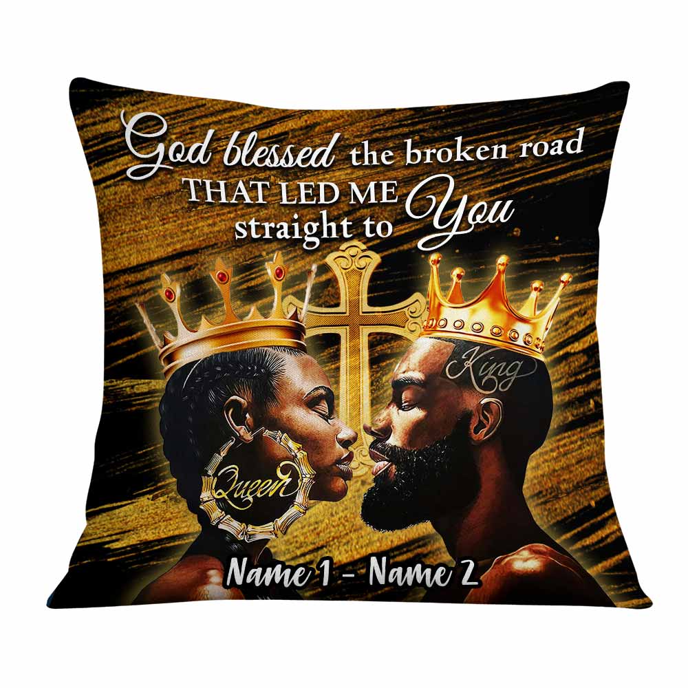Personalized Gift For Him Gift For Her Anniversary Wedding Gift, Black Couple God Bless Pillow