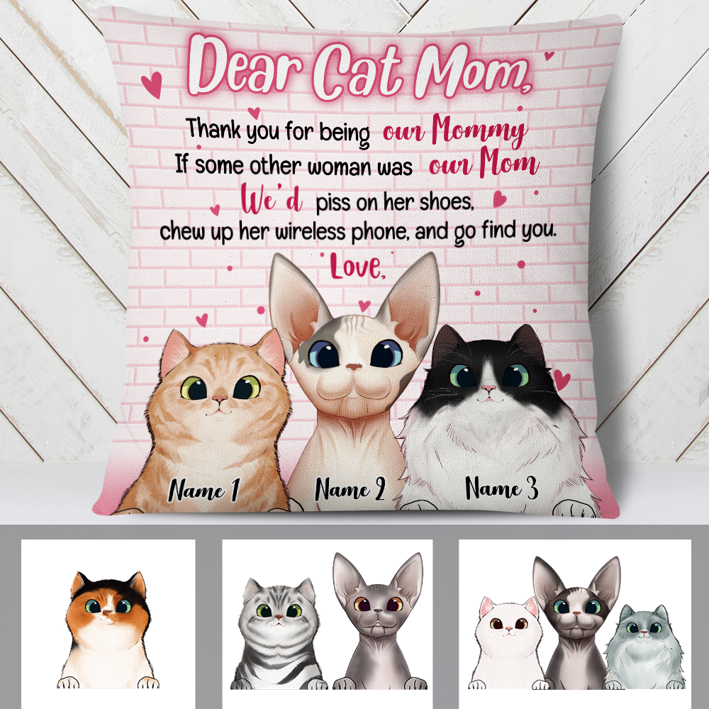 Personalized Gift For Cat Mom Mama, Mother's Father's Day, To Cat Mom Pillow