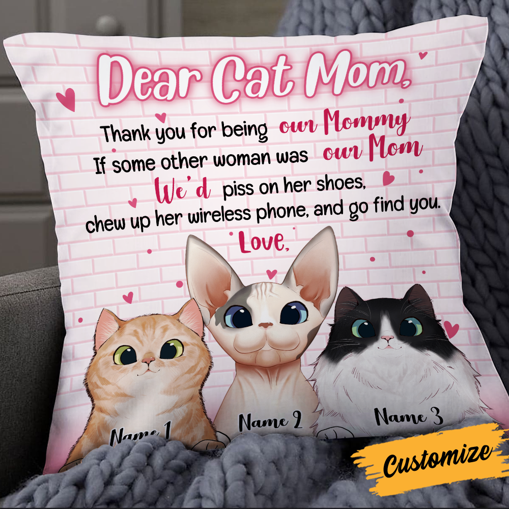 Personalized Gift For Cat Mom Mama, Mother's Father's Day, To Cat Mom Pillow
