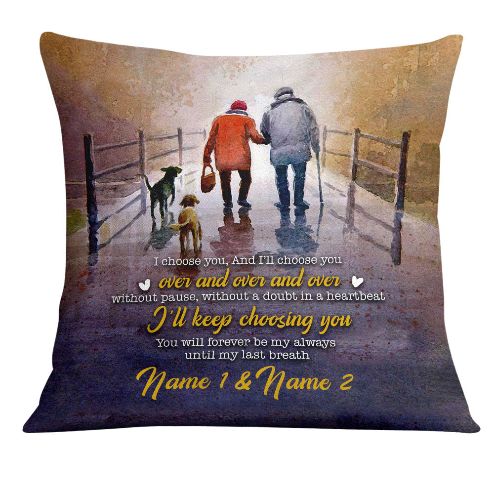 Personalized Gift For Grandma Grandpa, Anniversary Gift, Old Couple I Choose You Pillow - Thegiftio UK