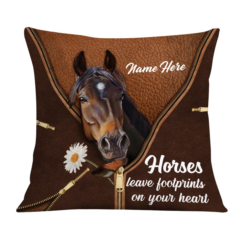 Personalized Love Horse, Horses Leave Hoof Prints On Your Heart Pillow - Thegiftio UK