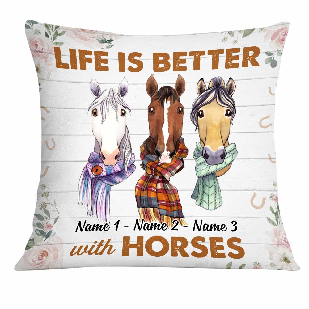 Personalized Horse Lover Gift, Horse Lover, Horseback Riding, Life Is Better With A Horse Pillow - Thegiftio UK