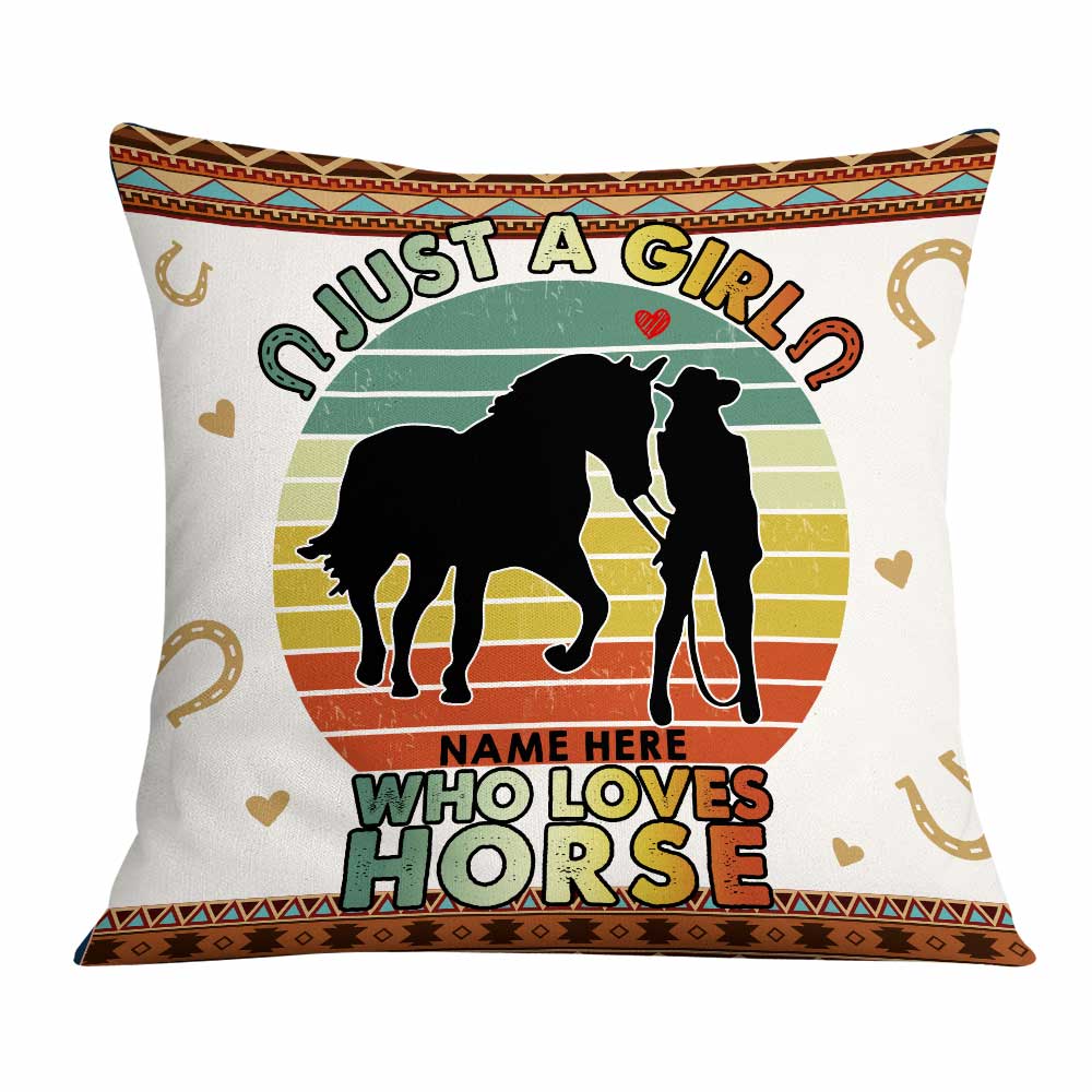 Personalized Horse Lover Gift, Horse Gift For Girl, Just a Girl Who Loves Horses Pillow - Thegiftio UK