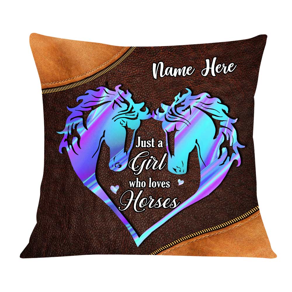 Personalized Horse Lovers Gifts, Girl Loves Horse Pillow - Thegiftio UK