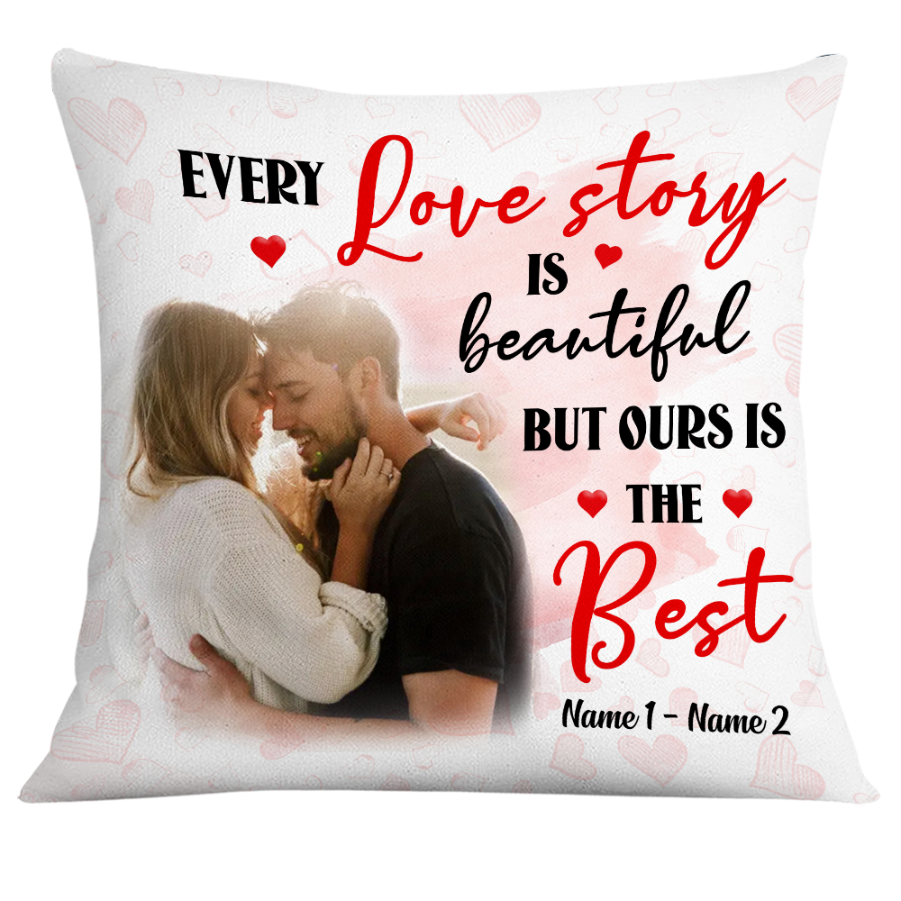 Personalized Couple Photo Love Story Pillow - Thegiftio UK