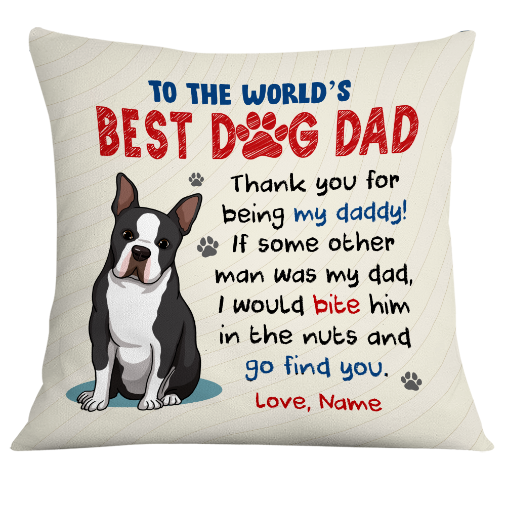 Personalized Dog Dad Gift, Dog Lovers Gift, To Dog Dad Pillow, Best Dog Dad - Thegiftio UK
