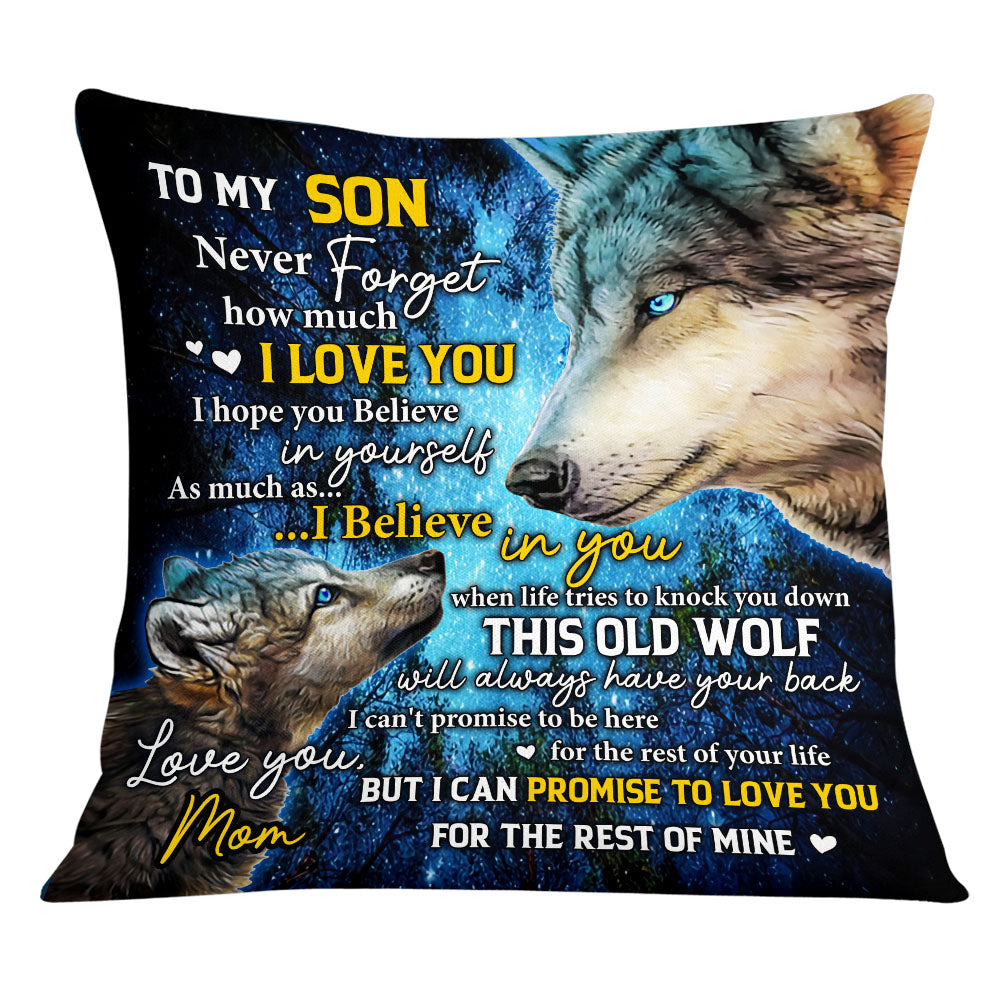 Personalized Mom Grandma To My Son Grandson Wolf Pillow - Thegiftio UK