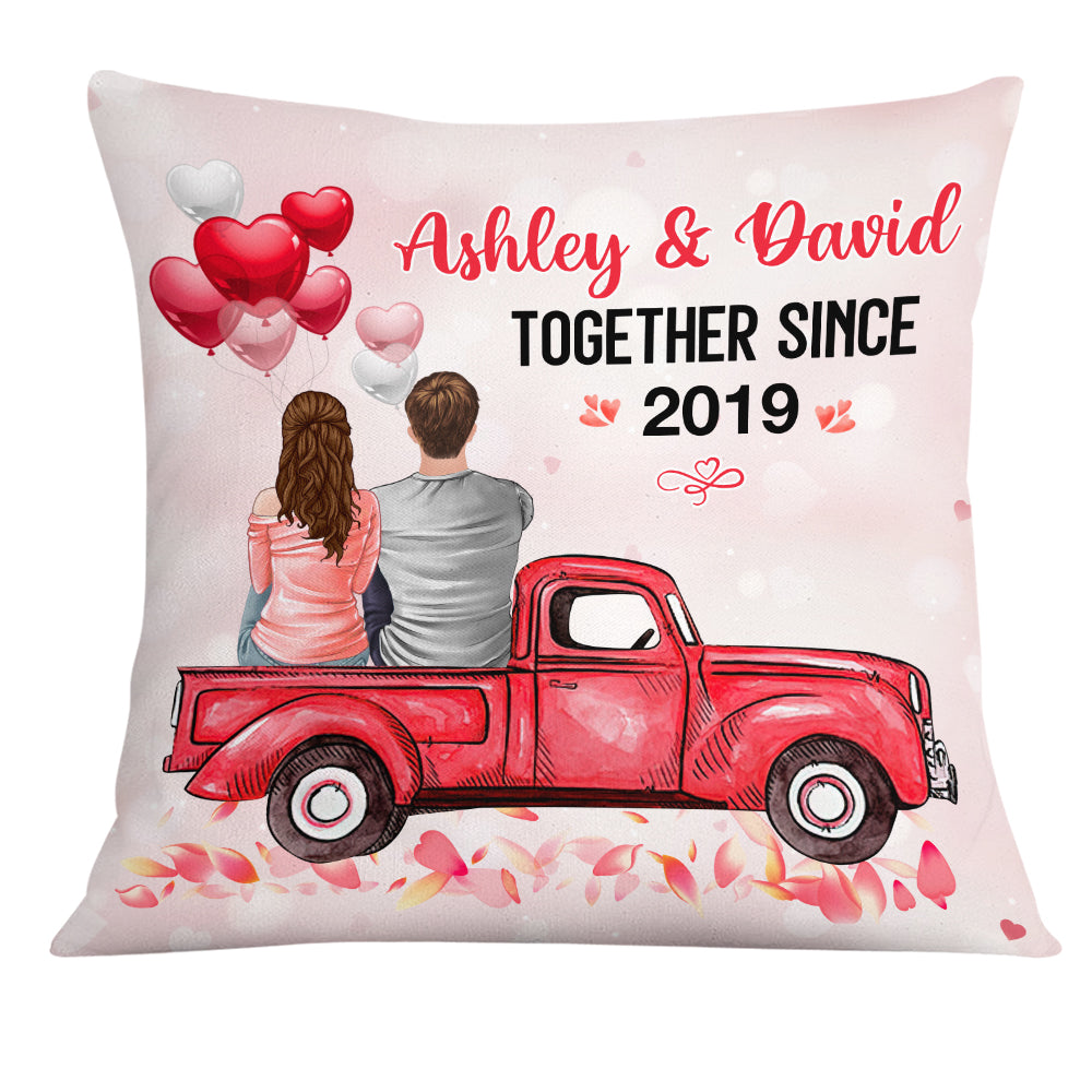 Personalized Valentine, Anniversary Gift, Couple Red Truck Pillow, Gift For Her Him - Thegiftio UK