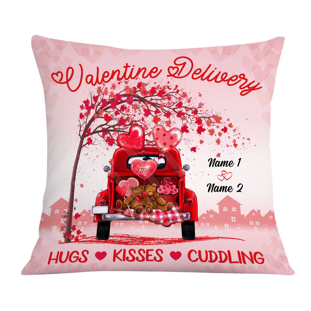 Personalized Gift For Anniversary Valentine, Gift For Her Him, Couple Red Truck Pillow - Thegiftio UK