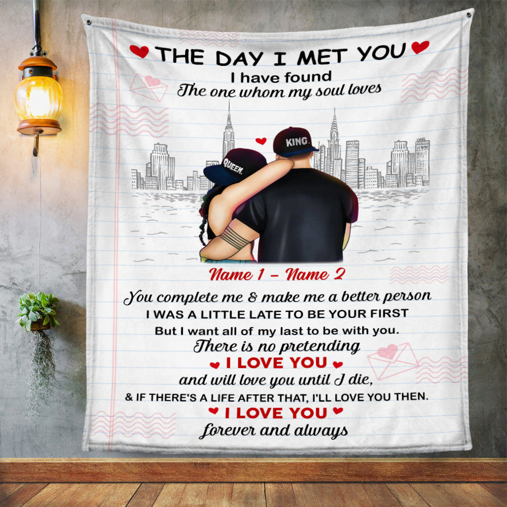 Personalized Couple The Day I Met You Blanket