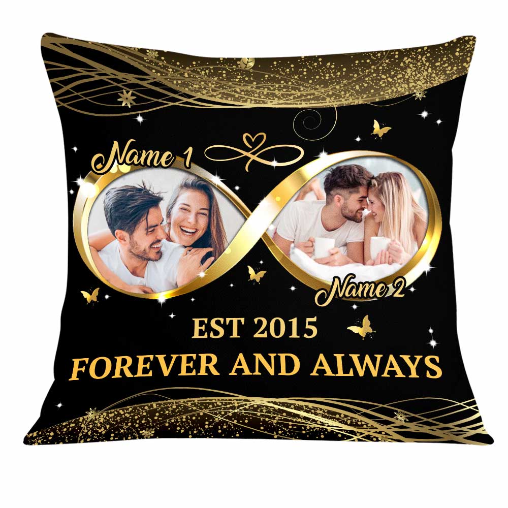 Personalized Couple Photo Husband Wife Infinity Love Pillow