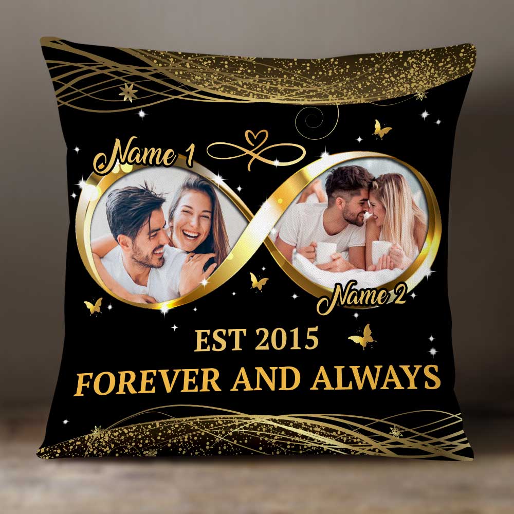 Personalized Couple Photo Husband Wife Infinity Love Pillow