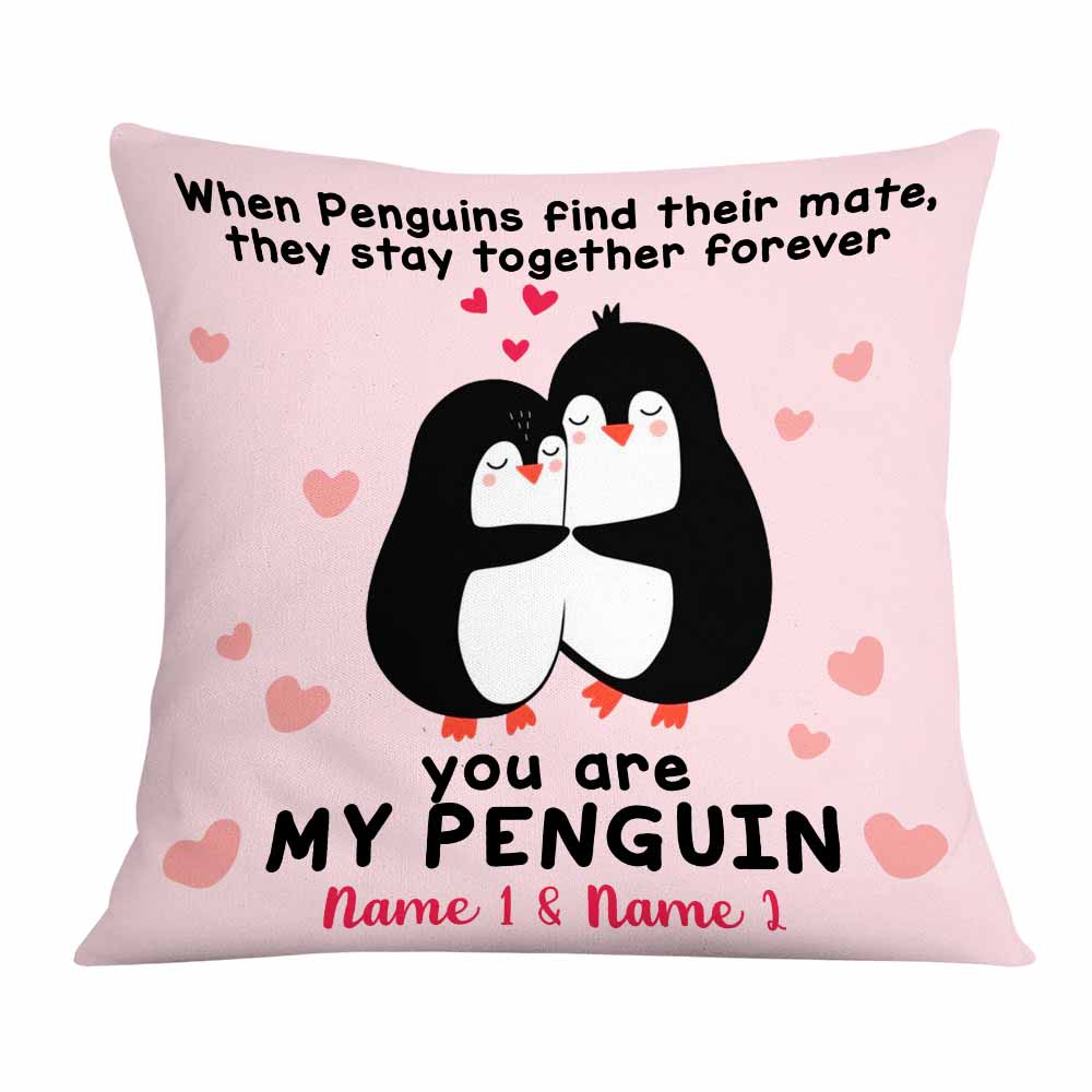 Personalized Valentine gift,Love Keepsake, Valentine Couple Penguin, You Are My Penguin Pillow - Thegiftio UK