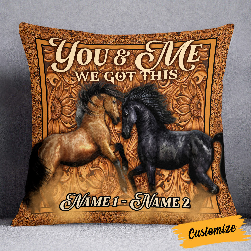 Personalized Anniversary Gift, Valentine Gift, Husband And Wife, Couple, Horse Couple Love Pillow
