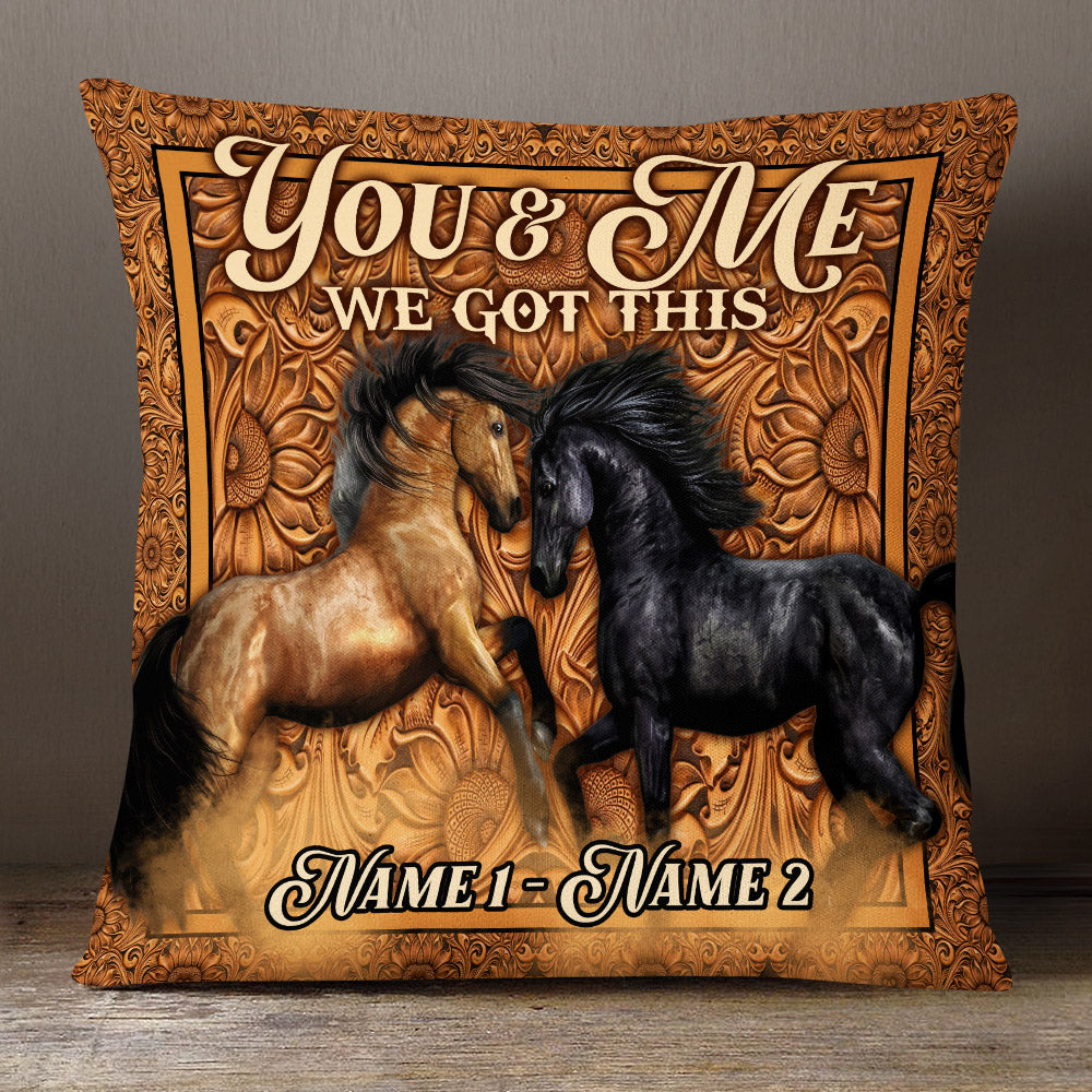 Personalized Anniversary Gift, Valentine Gift, Husband And Wife, Couple, Horse Couple Love Pillow
