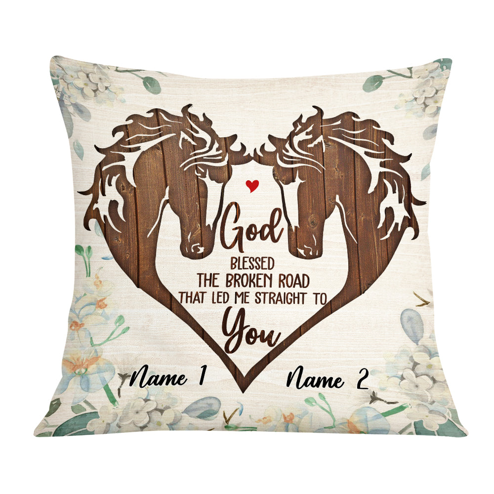 Personalized Anniversary Gift, Valentine Gift, Husband And Wife, Couple Love Horse Pillow - Thegiftio UK