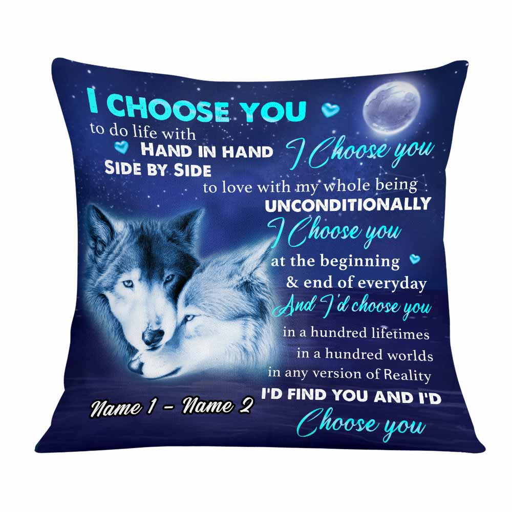 Personalized Couple Gift, Anniversary Gift, Valentine, Couple Love Wolf Pillow - Thegiftio UK