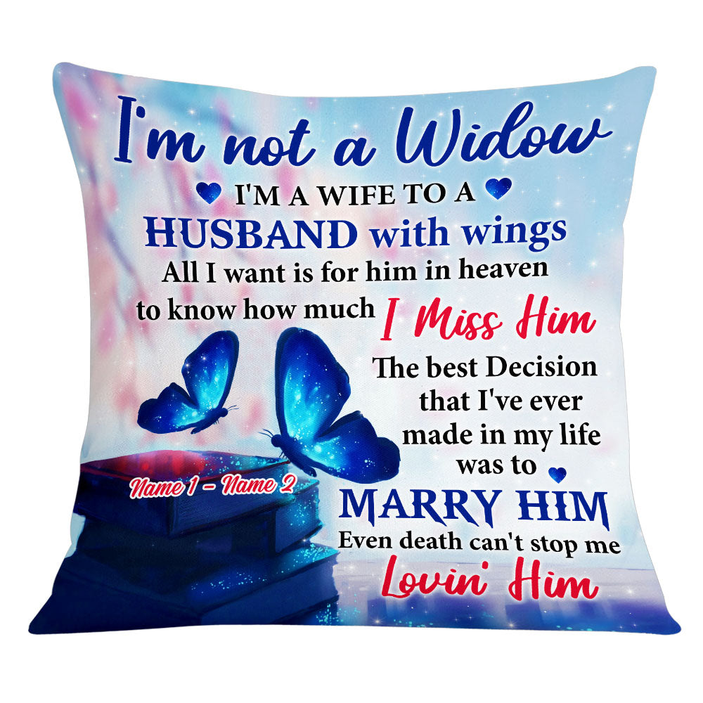 Personalized Memories In Heaven, Sympathy Gift, Loss Of Husband Gift, Family Gift, Couple Butterfly Pillow - Thegiftio UK