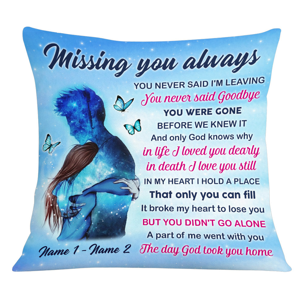 Personalized In Loving Memory Couple Pillow, Husband And Wife Memorial, Couple Missing You Pillow - Thegiftio UK