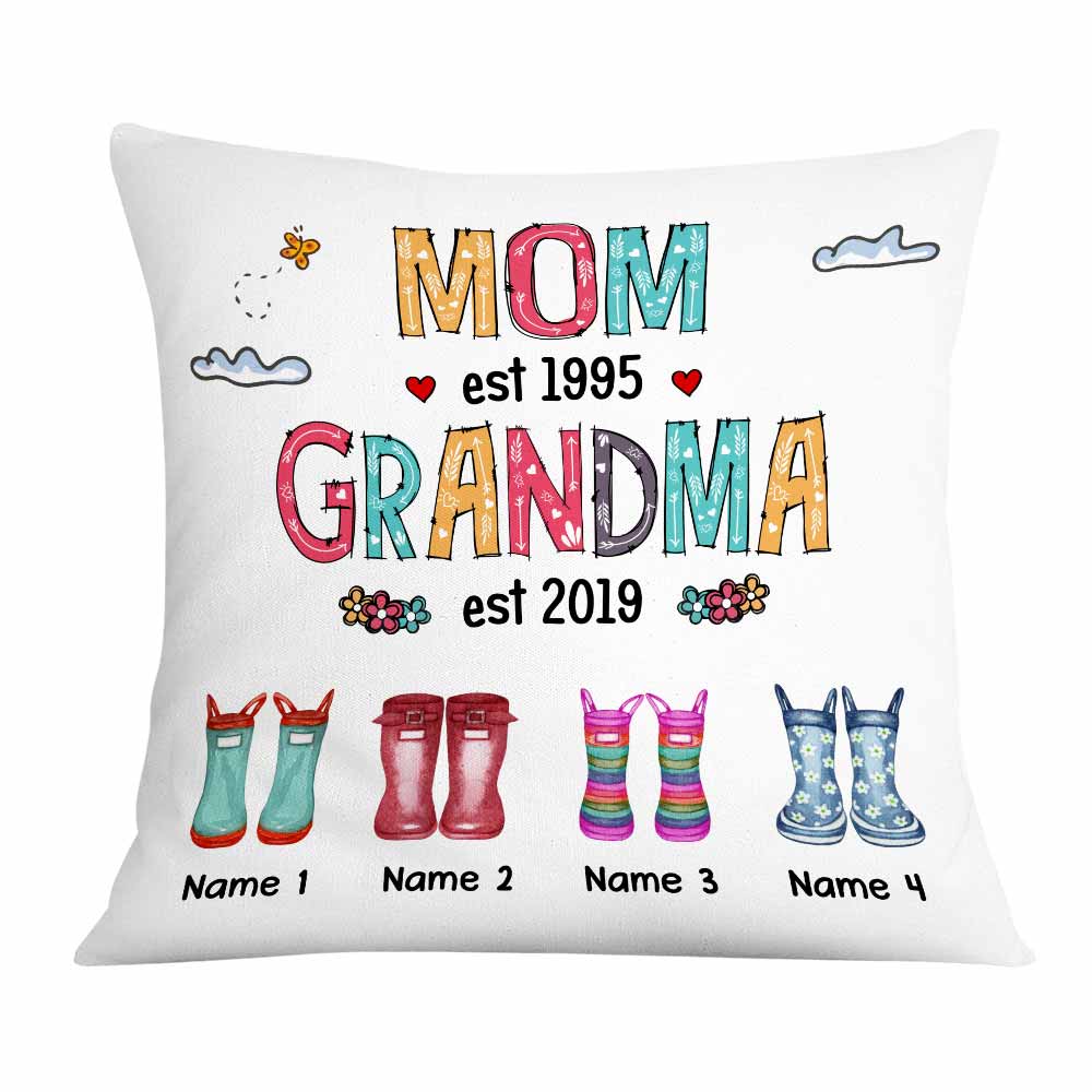 Personalized Mother's Day Gift, Mom Grandma Grandkids Boots Pillow - Thegiftio UK