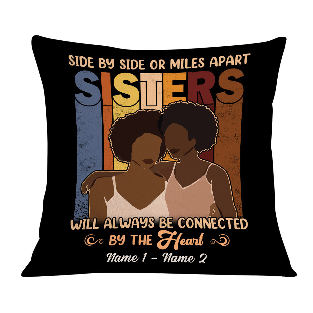 Personalized Gift For Bestie Birthday. Friends Sisters Side By Side Or Miles Apart Pillow - Thegiftio UK