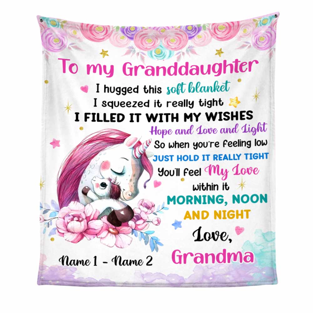 Personalized Unicorn Mom Grandma Son Daughter Grandson Granddaughter Blanket - Thegiftio