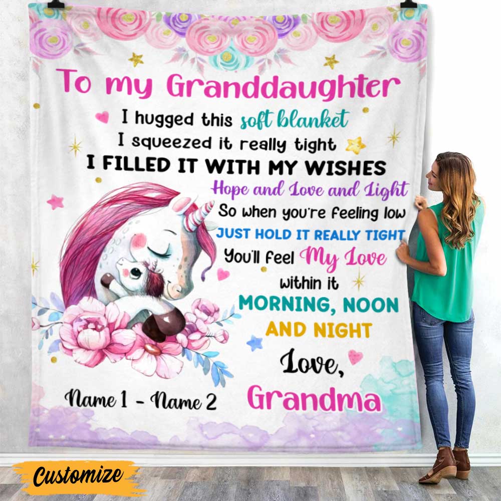 Personalized Unicorn Mom Grandma Son Daughter Grandson Granddaughter Blanket