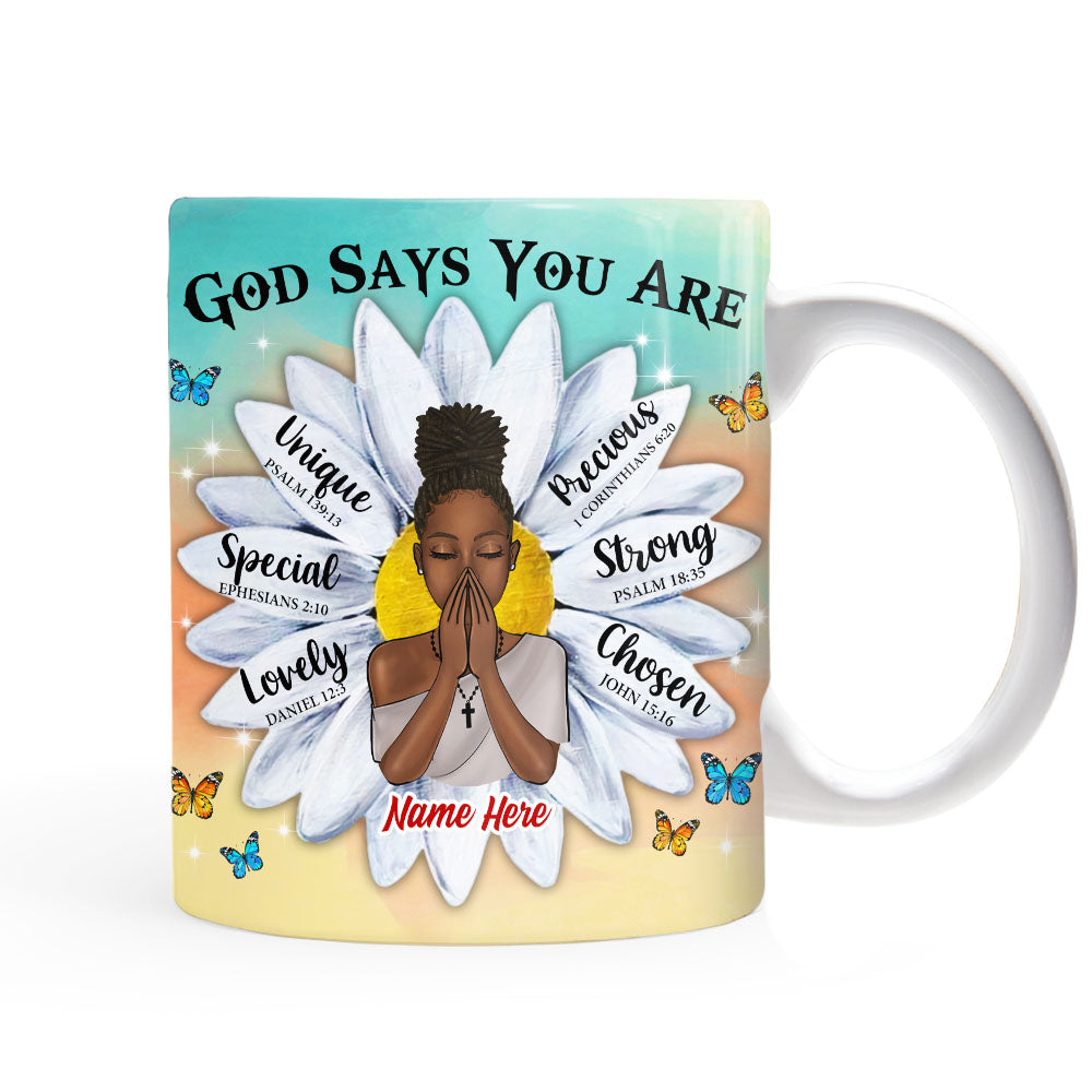 Personalized Melanin Girl, Black Queen Gift, Daughter God Says Mug - Thegiftio UK